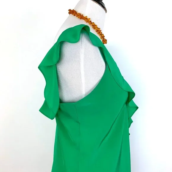 Amanda Uprichard Silk Ruffle Front Spaghetti Strap Cami Top Kelly Green Medium - Picture 7 of 16